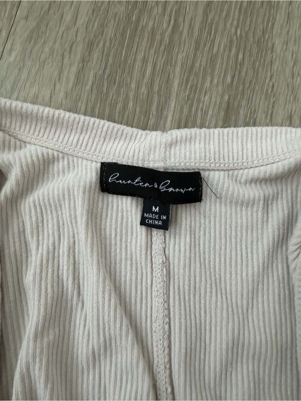 Cream Ribbed Tank One-Piece Bodysuit - Picture 3 of 3
